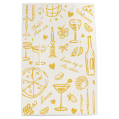 ハンドドロー図解入りの、写真付きのドの結婚歓迎抱き枕 ミディアムペーパーバッグ (正面)