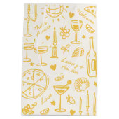 ハンドドロー図解入りの、写真付きのドの結婚歓迎抱き枕 ミディアムペーパーバッグ (裏面)