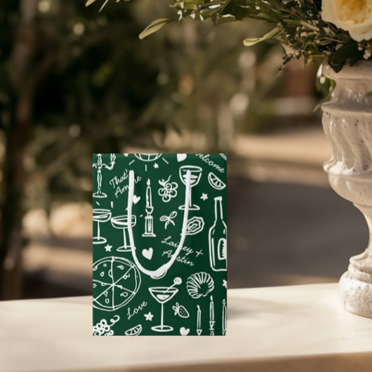 ハンドドロー図解入りの、写真付きのドの結婚歓迎抱き枕 ミディアムペーパーバッグ