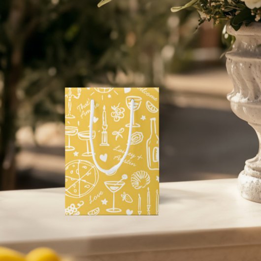 ハンドドロー図解入りの、写真付きのドの結婚歓迎抱き枕 ミディアムペーパーバッグ