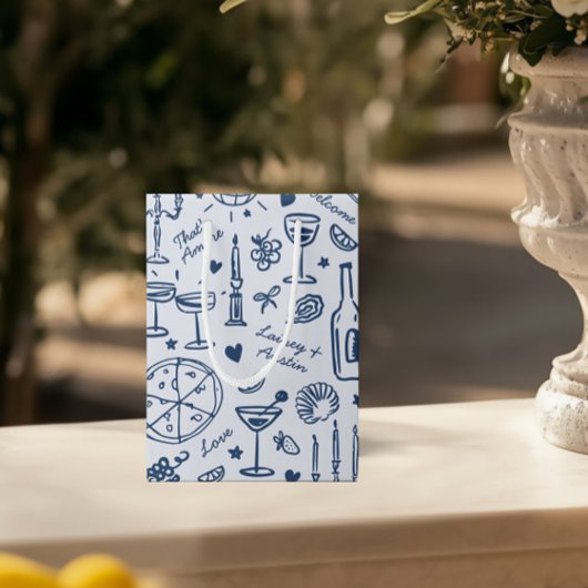 ハンドドロー図解入りの、写真付きのドの結婚歓迎抱き枕 ミディアムペーパーバッグ