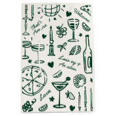 ハンドドロー図解入りの、写真付きのドの結婚歓迎抱き枕 ミディアムペーパーバッグ (正面)