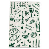 ハンドドロー図解入りの、写真付きのドの結婚歓迎抱き枕 ミディアムペーパーバッグ (裏面)