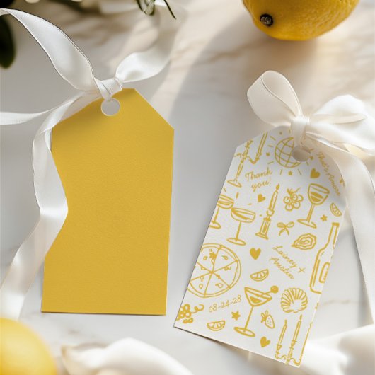 ハンドドロー図解入りの、写真付きのドの結婚歓迎 ギフトタグ