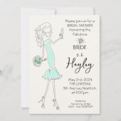 ハンドドロー図解入りの、写真付きのドブライダルシャワー招待 招待状 (正面)