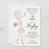 ハンドドロー図解入りの、写真付きのドブライダルシャワー招待 招待状 (正面)