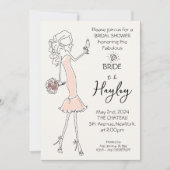 ハンドドロー図解入りの、写真付きのドブライダルシャワー招待 招待状 (正面)