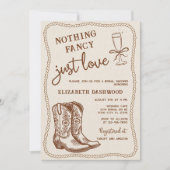 ハンドドロー女性のカーボーイブーツジャストラブブライダルシャワー 招待状 (正面)