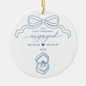 ハンドドロー婚約したド・クリスマス セラミックオーナメント (正面)