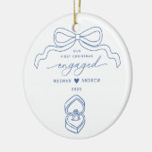 ハンドドロー婚約したド・クリスマス セラミックオーナメント (左)