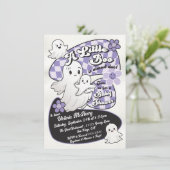 ハンドドロー小さなブー幽霊ハロウィンベビーシャワー 招待状 (スタンド正面)