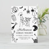 ハンドドロー式ハロウィーンの衣装パーティの招待状 招待状 (スタンド正面)