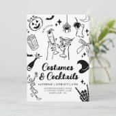 ハンドドロー式ハロウィーンの衣装パーティの招待状 招待状 (スタンド正面)