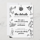 ハンドドロー式ハロウィーンの衣装パーティの招待状 招待状 (裏面)