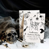 ハンドドロー式ハロウィーンの衣装パーティー 招待状