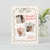 ハンドドロー弓フレーム結婚したクリスマス新婚 シーズンカード (スタンド正面)