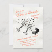 ハンドドロー応援シャンパン婚約パーティ 招待状 (正面)