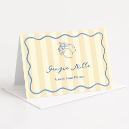 ハンドドロー恋しく思ドチャオイエロー&ブルーブライダルシャワー サンキューカード