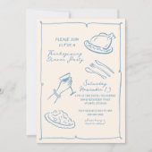 ハンドドロー感謝祭ディナー招待状 シーズンカード (正面)