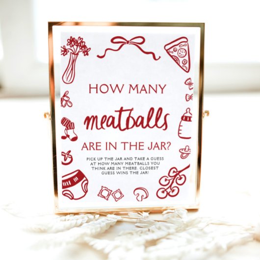 ハンドドロー推測どのくらいのミートボール赤ちゃんシャワー ポスター