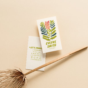 ハンドドロー書ドグリーンはっきりしたレトロファンキーフローラ 名刺
