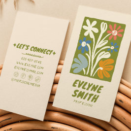 ハンドドロー書ドグリーンはっきりしたレトロボーフローラ 名刺