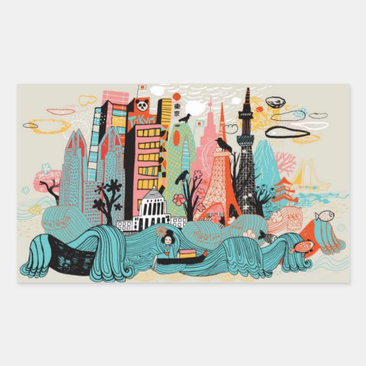 ハンドドロー東京ジャパン 長方形シール (正面)