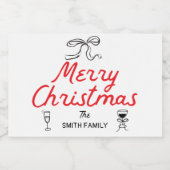 ハンドドロー楽しいクリスマスパーソナライズされたプレゼント スパークリングワインラベル (シングルラベル)