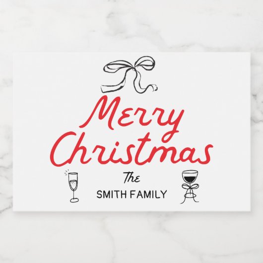 ハンドドロー楽しいクリスマスパーソナライズされたプレゼント スパークリングワインラベル (シングルラベル)