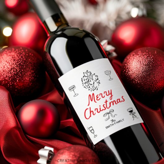 ハンドドロー楽しいクリスマスパーソナライズされたプレゼント ワインラベル