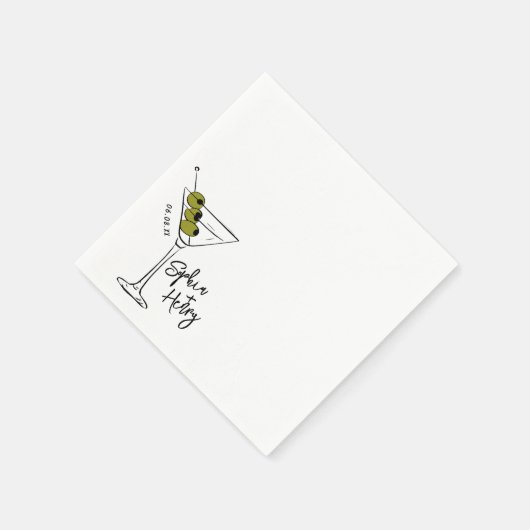 ハンドドロー汚いマルティーニカクテル スタンダードカクテルナプキン (角)