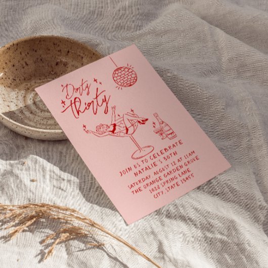 ハンドドロー汚い30thおもしろい誕生日パーティー 招待状