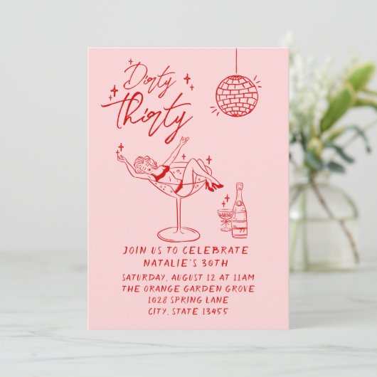 ハンドドロー汚い30thおもしろい誕生日パーティー 招待状 (スタンド正面)