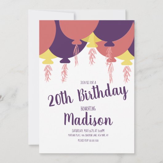 ハンドドロー浮動気球Any Age招待状 招待状 (正面)