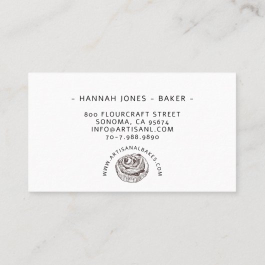 ハンドドロー焼いたドグッズベーカリーベーカー 名刺 (裏面)