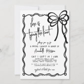 ハンドドロー白黒ボウブライダルシャワー 招待状 (正面)