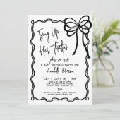 ハンドドロー白黒ボウ40歳の誕生日 招待状 (スタンド正面)