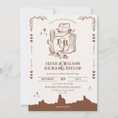 ハンドドロー素朴ドウエスタンランチカウボーイブーツ 招待状 (正面)