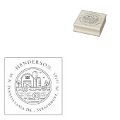 ハンドドロー素朴ドファームハウスファミリー差出人住所 ラバースタンプ (押印)