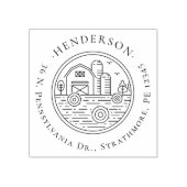 ハンドドロー素朴ドファームハウスファミリー差出人住所 ラバースタンプ (インプリント)