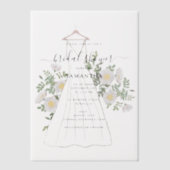 ハンドドロー結婚ドのドレスフローラブライダルシャワー ベラム紙招待状 (正面)