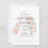ハンドドロー結婚ドのドレスフローラブライダルシャワー 招待状 (正面)