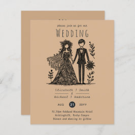 ハンドドロー結婚ドの漫画の新郎新婦テラコッタ