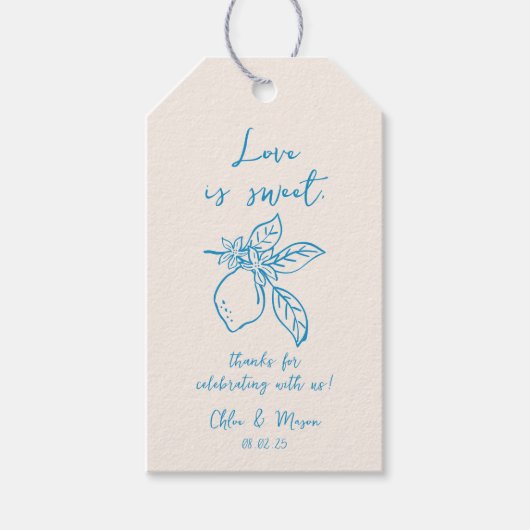 ハンドドロー結婚ドレモンの感謝メッセージカード ギフトタグ (正面)