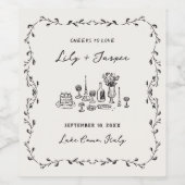 ハンドドロー結婚ド食品 ワインラベル (シングルラベル)