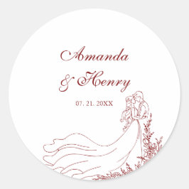 ハンドドロー結婚ド・カップル ラウンドシール