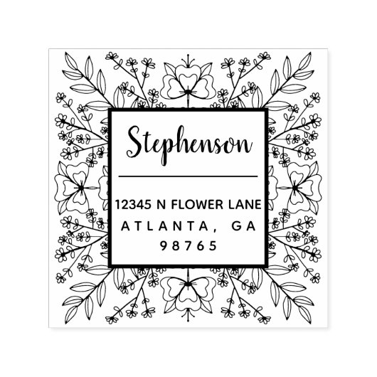 ハンドドロー葉ド植物学差出人住所 セルフインキングスタンプ (デザイン)