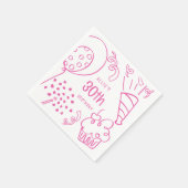 ハンドドロー誕生日パーティー任意の年齢ホットピンク スタンダードカクテルナプキン (角)