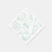 ハンドドロー誕生日パーティーAny Ageパステルグリーン スタンダードカクテルナプキン (角)