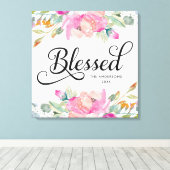 ハンドドロー賛美ドソフトピンクフローラ キャンバスプリント (インサイチュ (ウッドフロア))